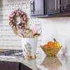 Inspire Me! Home Decor White Ceramic Utensil Holder With Gold Textured Details & Base " From Pops Of Color Home Collection"