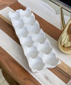Inspire Me! Home Decor White Ceramic Egg Tray KITCHEN