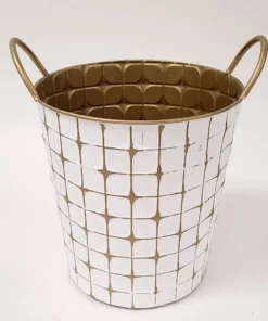 Inspire Me! Home Decor Indoor/Outdoor Gold And White Etched Planters (3 Sizes)