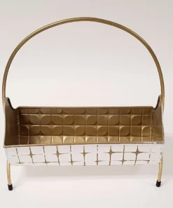 Inspire Me! Home Decor Indoor/Outdoor Gold And White Planters (2 Sizes)