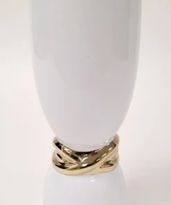 Inspire Me! Home Decor White Ceramic Vase With Elegant Gold Details (2 Sizes)