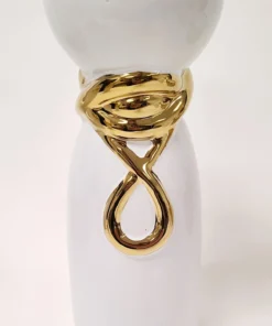 Inspire Me! Home Decor White Ceramic Candle Holder With Gold Elegant Details (2 Sizes)