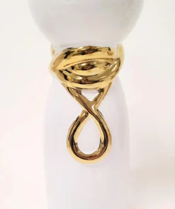 Inspire Me! Home Decor White Ceramic Candle Holder With Gold Elegant Details (2 Sizes)