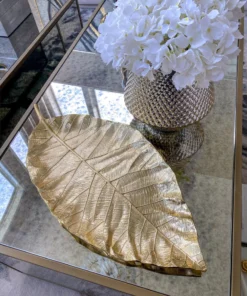 Inspire Me! Home Decor Large Gold Metal Leaf Tray