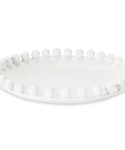 Inspire Me! Home Decor White Ceramic Beaded Tray