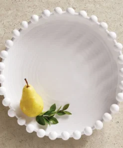 Inspire Me! Home Decor White Ceramic Beaded Tray