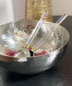 Inspire Me! Home Decor Large Hammered Silver Bowl With Gold Detailing