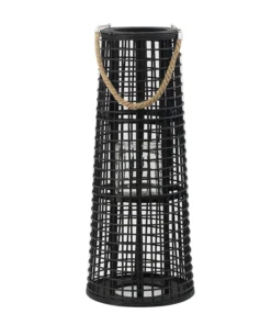 Inspire Me! Home Decor Indoor/Outdoor Rattan Black Tapered Lantern (2 Sizes)