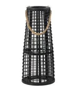 Inspire Me! Home Decor Indoor/Outdoor Rattan Black Tapered Lantern (2 Sizes)