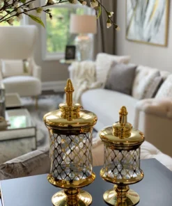 Inspire Me! Home Decor Gold Lattice Printed Jar