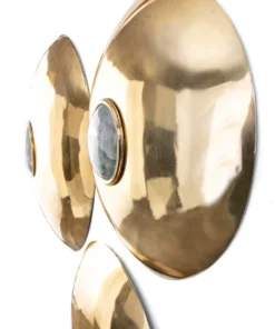 Inspire Me! Home Decor Gold Disk W/ Grey Natural Stone Wall Decor, Set Of 3 WALL ART & MIRRORS