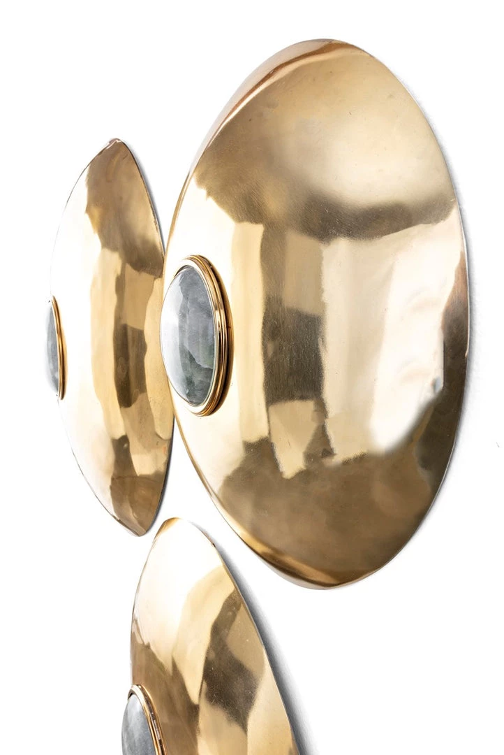 Inspire Me! Home Decor Gold Disk W/ Grey Natural Stone Wall Decor, Set Of 3 WALL ART & MIRRORS