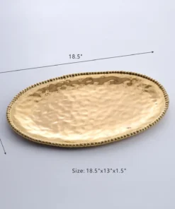 Inspire Me! Home Decor Gold Oval Beaded Platter