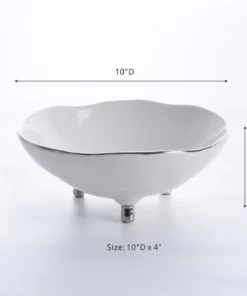 Inspire Me! Home Decor Silver And White Footed Bowl