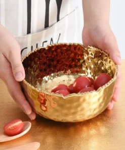 Inspire Me! Home Decor Hammered Porcelain Gold Bowl (2 Sizes)