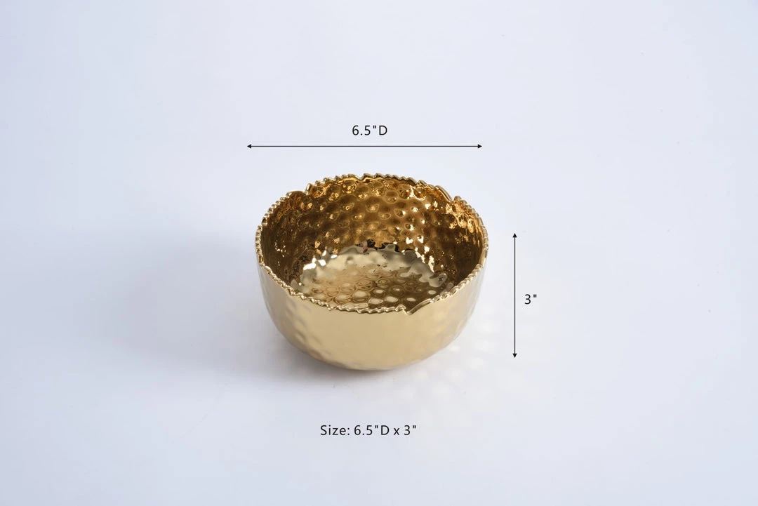 Inspire Me! Home Decor Hammered Porcelain Gold Bowl (2 Sizes)