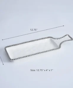 Inspire Me! Home Decor Short Silver And White Beaded Tray