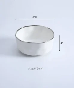 Inspire Me! Home Decor Silver And White Porcelain Bowl