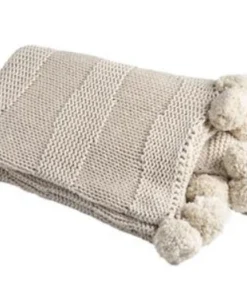 Inspire Me! Home Decor Knit Pom Pom Throw (2 Colors)