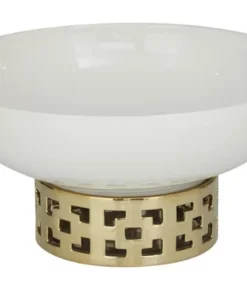 Inspire Me! Home Decor Extra Large White Ceramic Bowl With Gold Cutout Detail