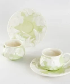 Inspire Me! Home Decor KITCHEN Set Of 2 Butterfly Tea Cup & Saucers