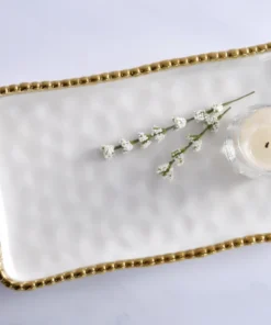 Inspire Me! Home Decor White & Gold Beaded Vanity Collection (3 Items) Each Sold Individually