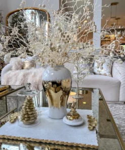 Inspire Me! Home Decor White And Gold Berry Stem