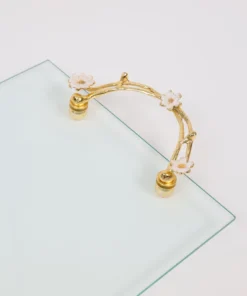 Inspire Me! Home Decor Large Rectangular Glass Tray With Cherry Blossom Details