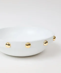 Inspire Me! Home Decor Wood Bowl With Gold Studded Details
