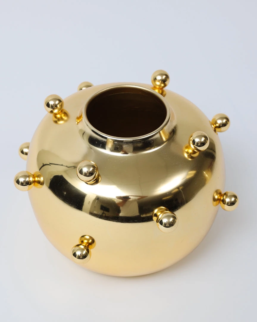 Inspire Me! Home Decor Gold Metal Studded Vase (2 Sizes)