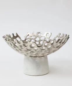 Inspire Me! Home Decor Textured Design Bowl With White Marble Base (2 Colors)