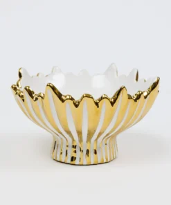 Inspire Me! Home Decor White & Gold Ceramic Spoon/Candle Holder