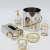 Inspire Me! Home Decor Silver & Gold Bathroom Set With Gold Vine Detail (5 Piece)