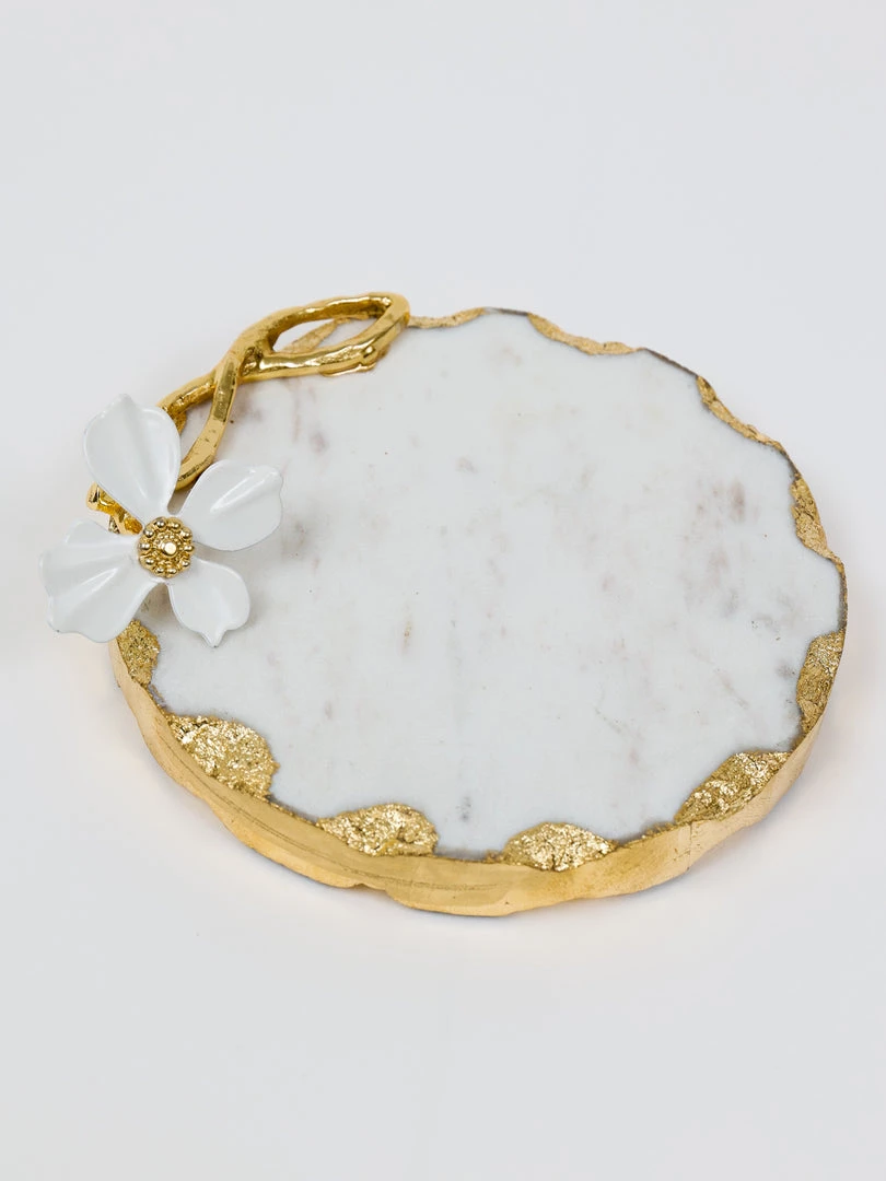 Inspire Me! Home Decor Round Trivet With White Jeweled Flower Details