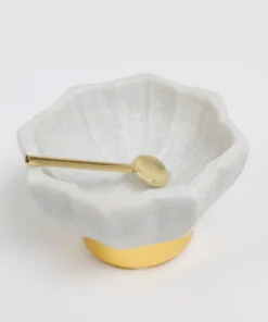 Inspire Me! Home Decor Lotus Shaped Marble Spice Dish W/ Spoon