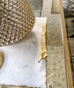 Inspire Me! Home Decor White Marble Tray With Gold Textured Handles And Edge