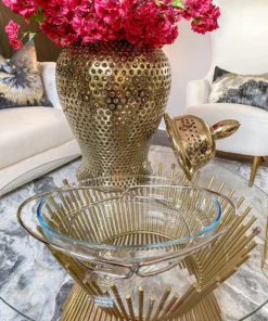 Inspire Me! Home Decor Oval Glass Serveware With Metal Base (2 Colors)