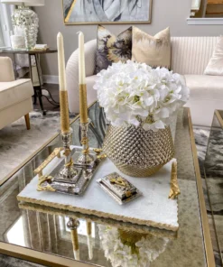 Inspire Me! Home Decor Silver Hammered Candlestick Set With Matching Tray