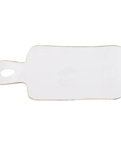 Inspire Me! Home Decor White Ceramic Rectangle Tray W/ Gold Trim KITCHEN