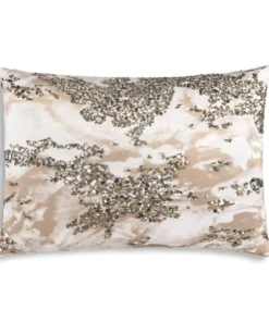 Cloud9d Amal - Ivory/Beige Pillow W/ Gold And Silver Print - 20" X 14"