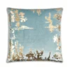 Cloud9d PILLOWS, RUGS, & THROWS Asra - Teal Velvet Pillow W/ Shiny Gold Foil Print - 20" X 20"
