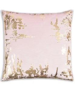Cloud9d Asra - Mauve Velvet Pillow W/ Shiny Gold Foil Print - 20" X 20" PILLOWS, RUGS, & THROWS