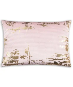 Cloud9d PILLOWS, RUGS, & THROWS Asra - Oblong Mauve Velvet Pillow W/ Quilting And Shiny Gold Foil Print - 20" X 14"