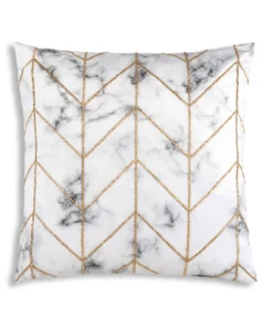 Cloud9d PILLOWS, RUGS, & THROWS Keva - Digital Printed Velvet Square Pillow W/ Hand Beaded Gold Sequin Beads - 22" X 22"