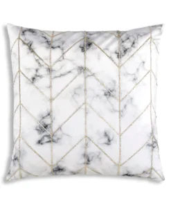 Cloud9d Keva - Digital Print Velvet Square Pillow W/ Hand Beaded Silver Crystal Beads - 22" X 22"