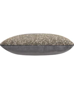 Cloud9d Lena - Charcoal Velvet Pillow 5" Top Beaded In Gold Beadwork - 20" X 14" PILLOWS, RUGS, & THROWS