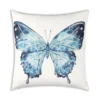 Cloud9d Ella - Digital Outdoor Printed Fabric Pillow In Blue Butterfly Print W/ Rose Gold Metallic Print - 18" X 18" PILLOWS, RUGS, & THROWS