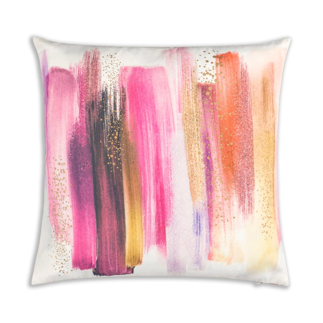Cloud9d Kira - Digital Outdoor Printed Fabric Pillow In Pink And Blush W/ Rose Gold Metallic Print - 18" X 18" PILLOWS, RUGS, & THROWS