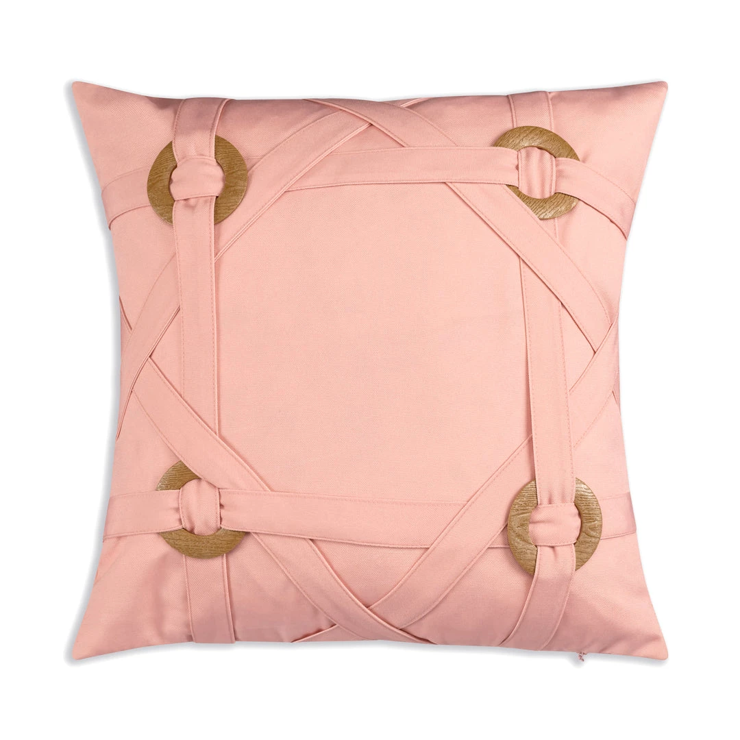 Cloud9d Outdoor Pillow W/ Wooden Rings (3 Colors) - 18" X 18" PILLOWS, RUGS, & THROWS