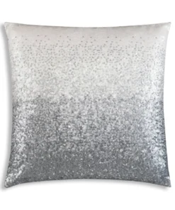 Cloud9d Ombre - Ivory And Silver Beaded Pillow - 22" X 22"